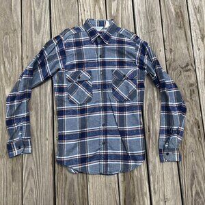 ** Five Brother 70's Vintage Union Made Plaid Flannel Button Down Shirt Blue